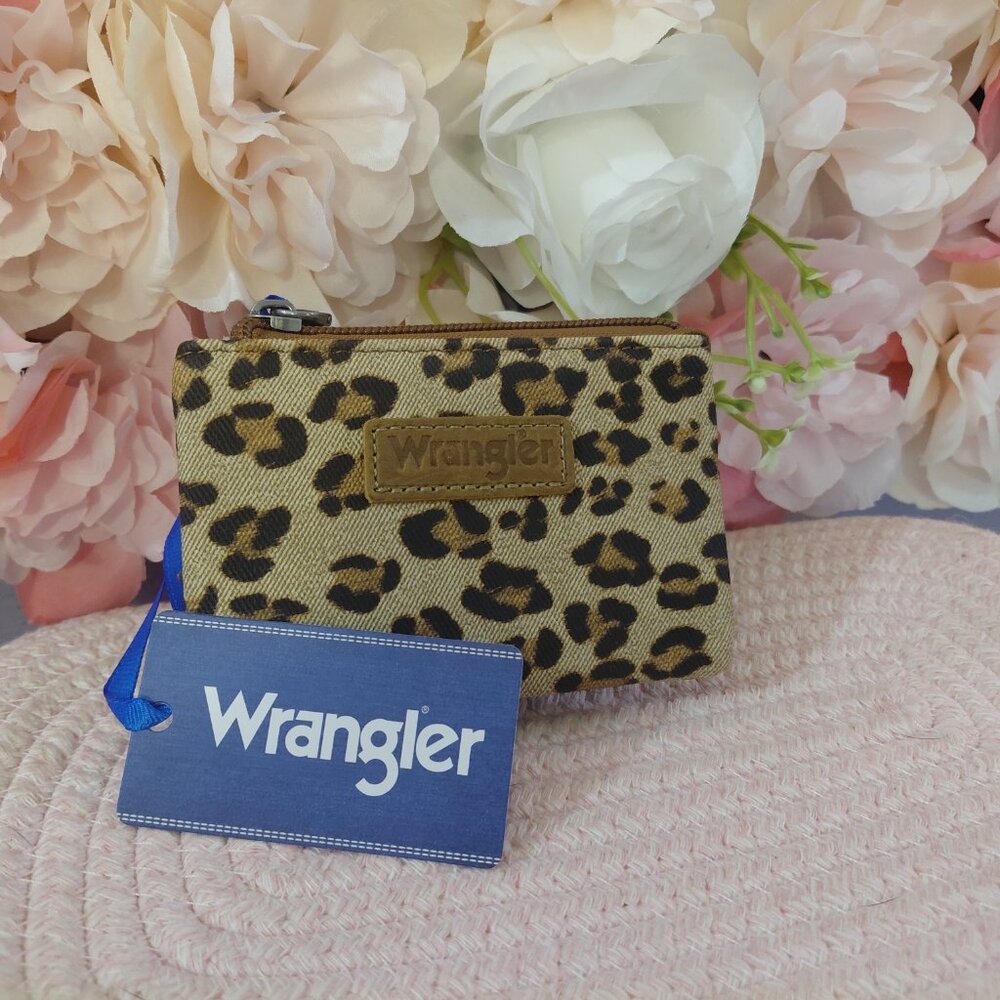 Wrangler Small Coin Purse Pouch Leopard Print Wallet with Double Compartment
